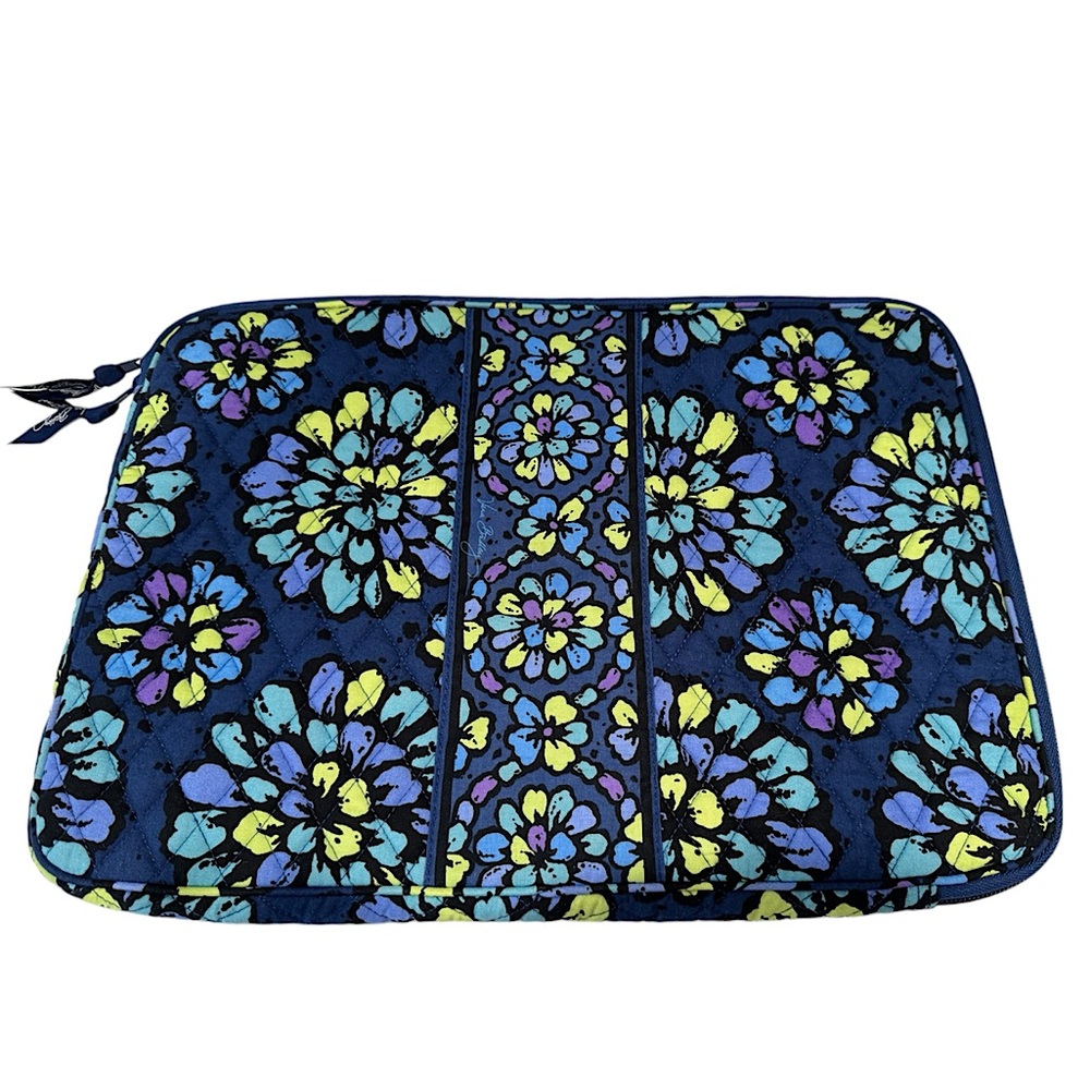 Vera Bradley Large 17” Quilted Laptop Sleeve in Indigo Pop w/ Pocket Inside